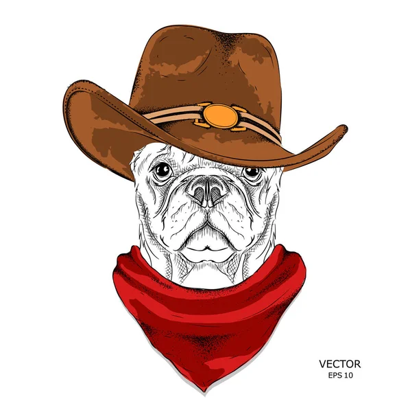 Un cane con un cappello da cowboy. illustrazione vettoriale — Vettoriale Stock