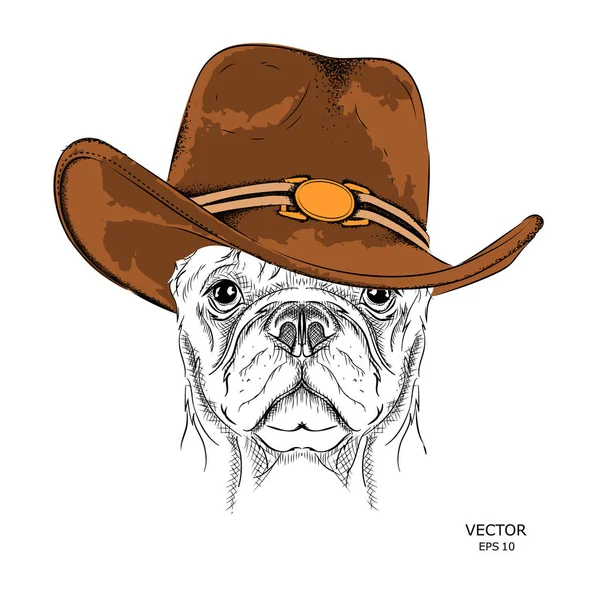 Un cane con un cappello da cowboy. illustrazione vettoriale — Vettoriale Stock
