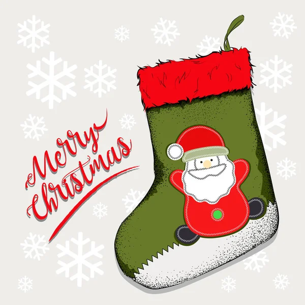 Meia de Natal para presentes que penduram na lareira. Sock Saint Nicholas Ilustração vetorial —  Vetores de Stock