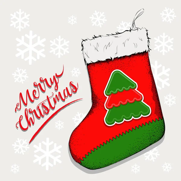 Meia de Natal para presentes que penduram na lareira. Sock Saint Nicholas Ilustração vetorial —  Vetores de Stock