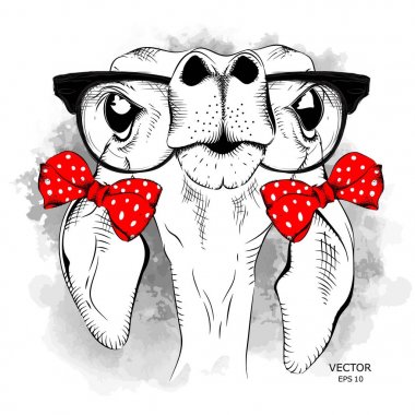 Şirin yay ile komik bir Karaca resmi. Vektör çizim