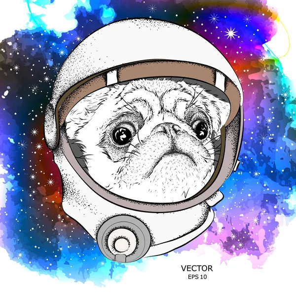 Hem bir astronotun uzay giysisi içinde bir çizgi film. Boşluk karakteri. Vektör çizim