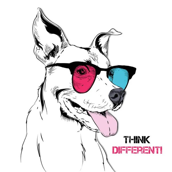 Portrait Bouledogue Dans Les Lunettes Couleur Illustration Vectorielle — Image vectorielle