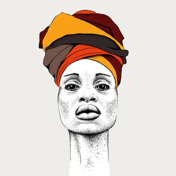 Αφρικανή Γυναίκα Χώρες Της Αφρικής Στο Τουρμπάνι Φυλετικές Φόντο Όμορφη — Διανυσματικό Αρχείο