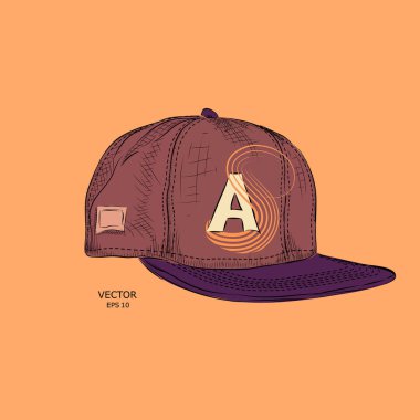 Elle çizilmiş beyzbol şapkası. vektör çizim