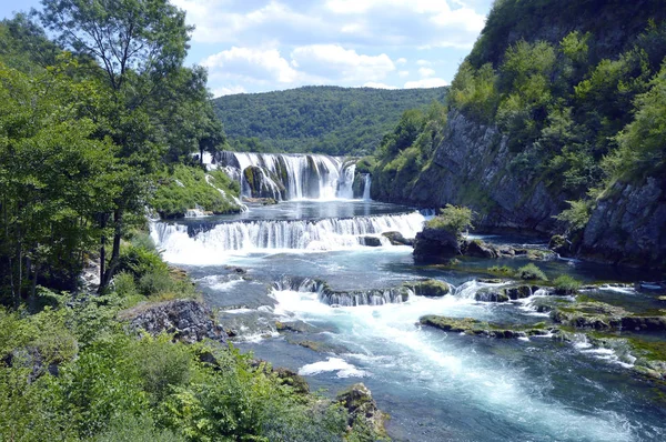 Cachoeira Strbacki Buk Rio Una Perto Bihac Bósnia Herzegovina — Fotografia de Stock