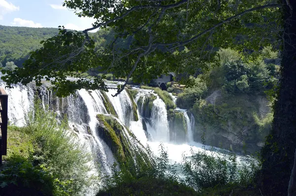 Cachoeira Strbacki Buk Rio Una Perto Bihac Bósnia Herzegovina — Fotografia de Stock