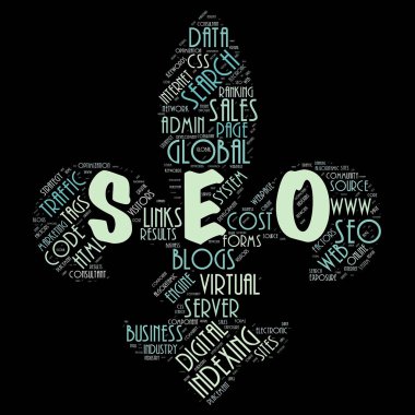 Arka plan olarak Seo (arama motoru optimizasyonu) kelime bulutu