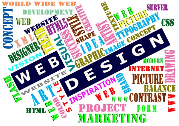 Word cloud of the web design as background
