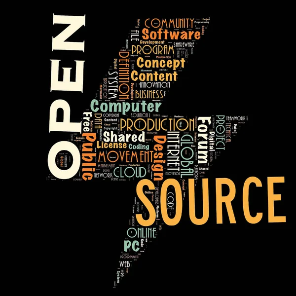 Nuage Mots Open Source Comme Arrière Plan — Photo