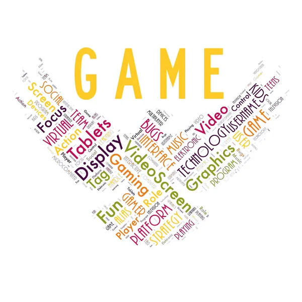 Word cloud of the game as background