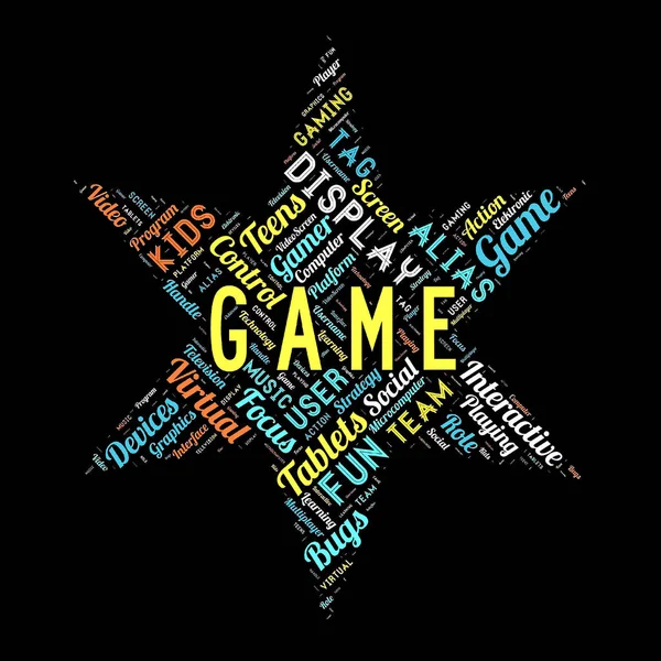 Word cloud of the game as background