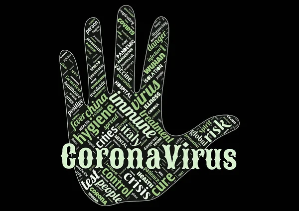 Nube Palabras Del Virus Corona Covid Como Fondo — Foto de Stock