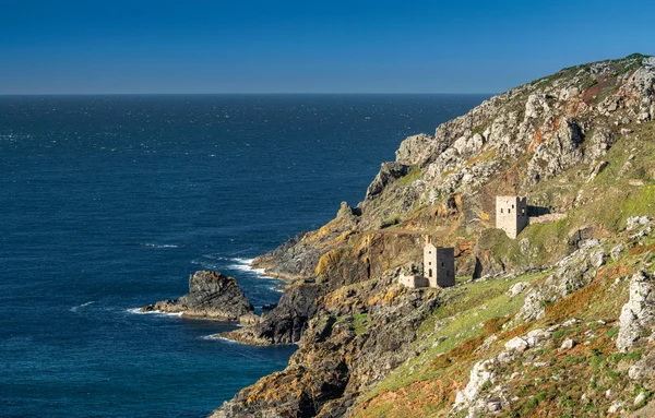 Crowns Engine Houses Kopalni Botallack Blacha Miedź Kornwalii Anglii Lokalizacja Obrazek Stockowy