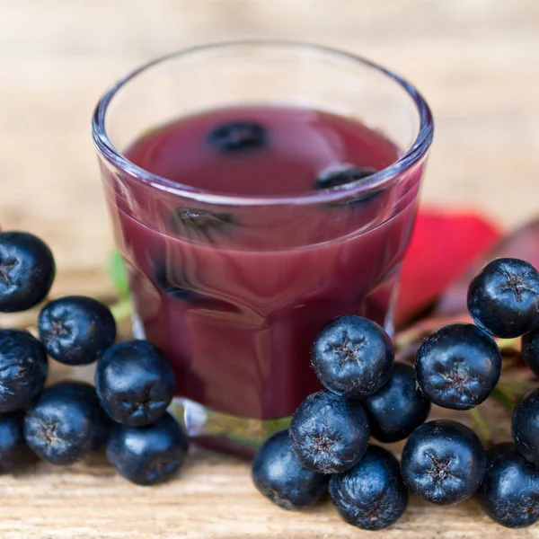 A glass of tincture of chokeberry. — Stock Photo, Image