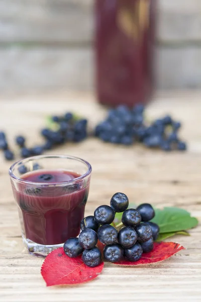 Bir bardak chokeberry tentür.