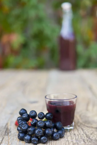 Egy pohár chokeberry (Aronia) tinktúra (gyógykivonat). — Stock Fotó
