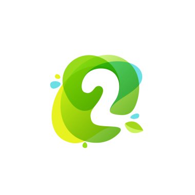 İki numaralı yeşil suluboya splash arka plan, logo. 2 simgesi.