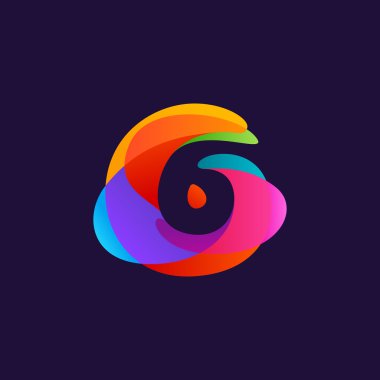 Altı numara renkli çok renkli splash arka plan, logo. 6 kutsal kişilerin resmi