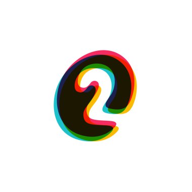 Number two overlay logo with color shift. 2 icon.  clipart