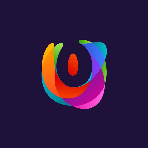 カラフルな多色スプラッシュの背景で数字のゼロのロゴ。0 ico — ストックベクタ