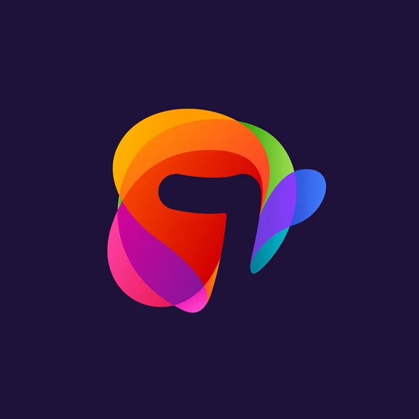 Nummer sju logotyp på färgglada multicolor splash bakgrund. 7 ic — Stock vektor