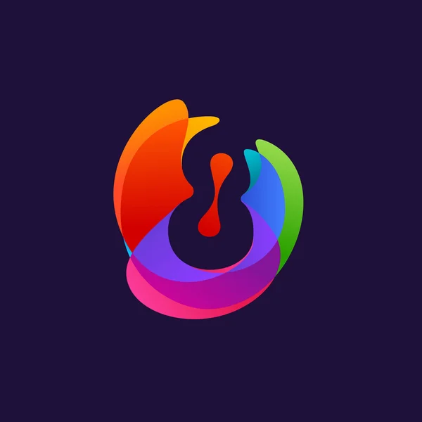 Logotipo número oito em fundo colorido multicolor splash. 8 ic — Vetor de Stock