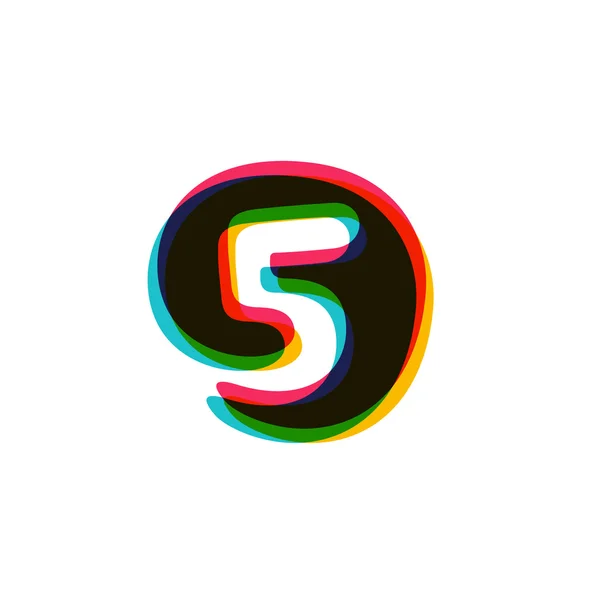 Logo di sovrapposizione numero cinque con cambio colore. 5 icona . — Vettoriale Stock