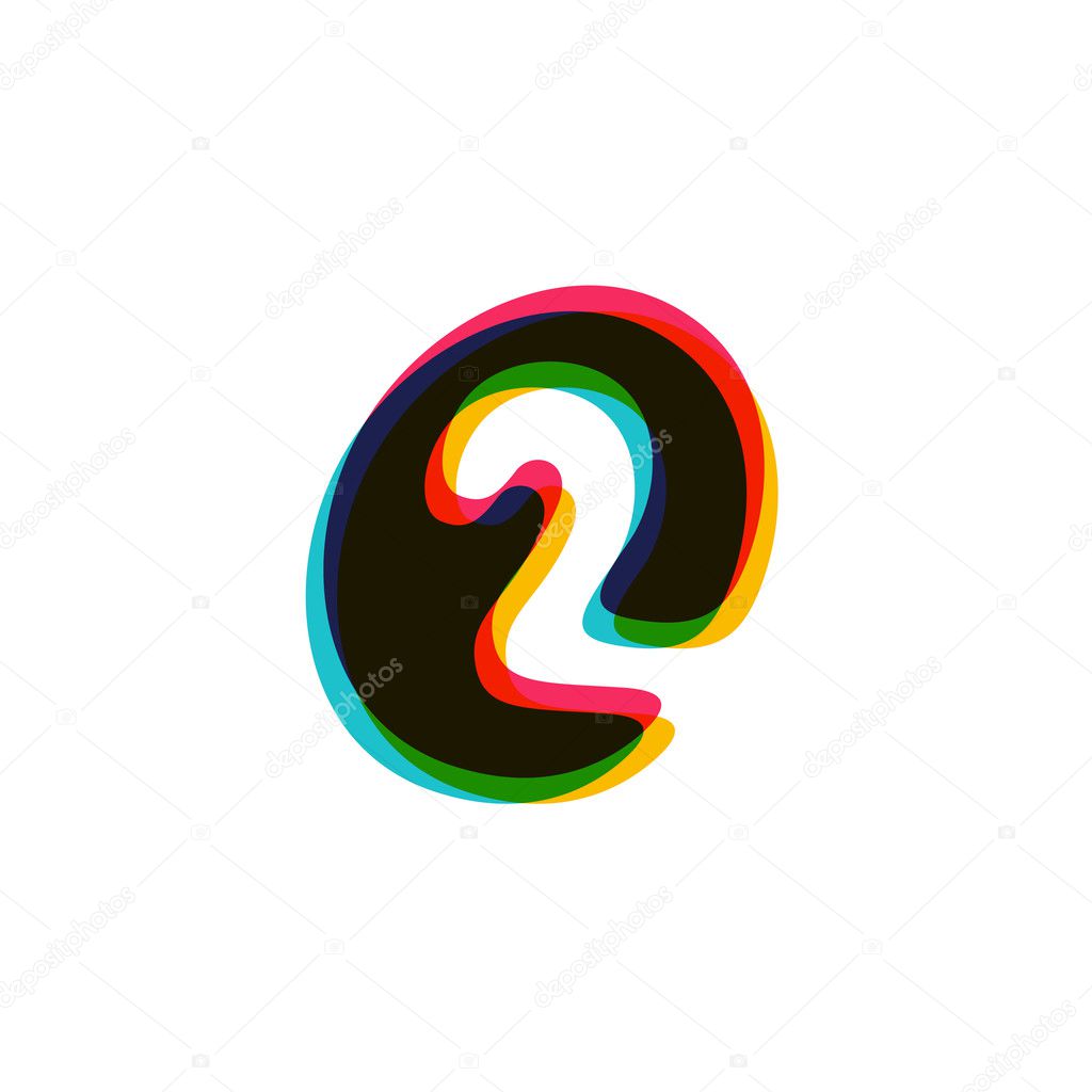 Number two overlay logo with color shift. 2 icon. 