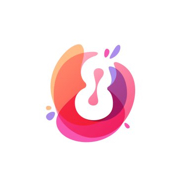 Sekiz numara logosu, renkli suluboya splash arka plan. 8 ŞA