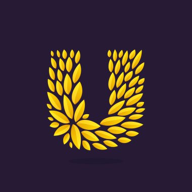 U harfi logosu altın yaprakları tarafından oluşturulmuş.