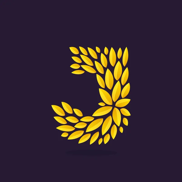 J Buchstabe Logo durch Blattgold geformt. — Stockvektor