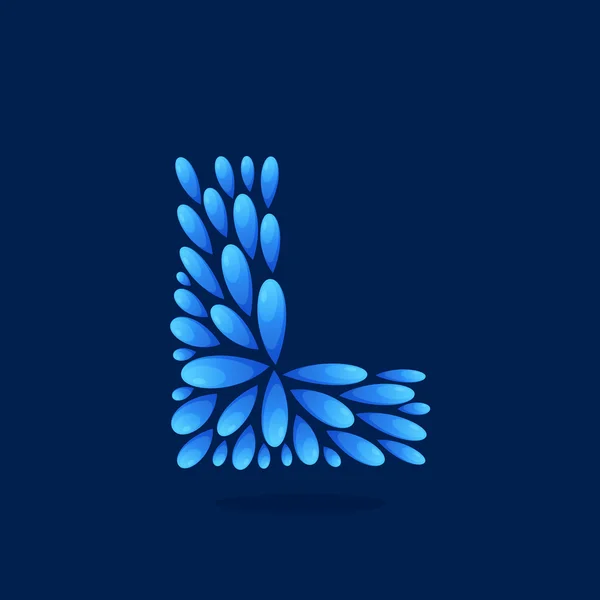 L brief logo gevormd door water druppels. — Stockvector