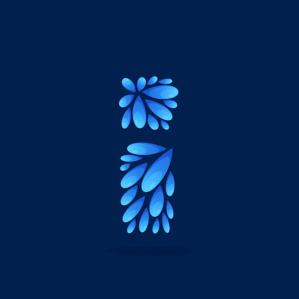 I Buchstabe Logo von Wassertropfen gebildet. — Stockvektor