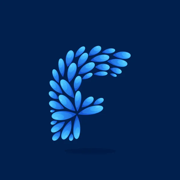 F-літерний логотип, сформований краплями води . — стоковий вектор