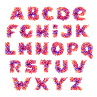 Suluboya sıçramalarına tarafından kurulan alfabe logolar.