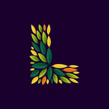 L harfi logo yeşil ve sonbahar yaprakları tarafından oluşturulmuş. 