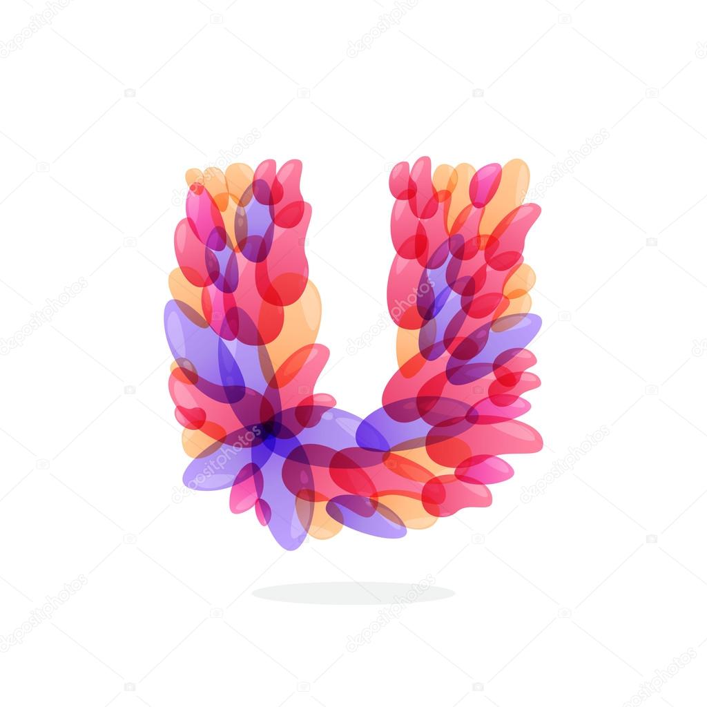 U letter logo formed by watercolor splashes.