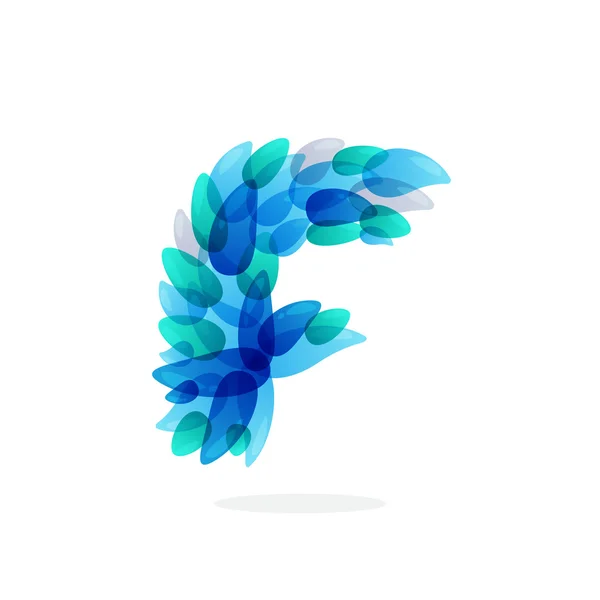 F letter logo formed by blue water splashes. — Stock Vector