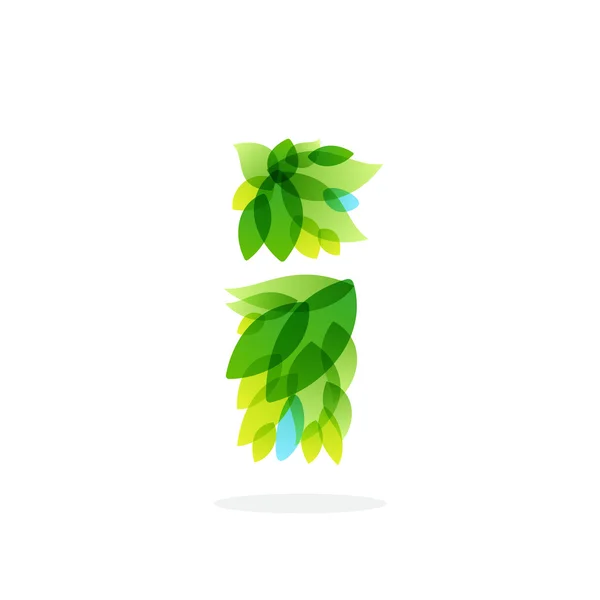 I Buchstabe Logo von Aquarell frischen grünen Blättern gebildet. — Stockvektor