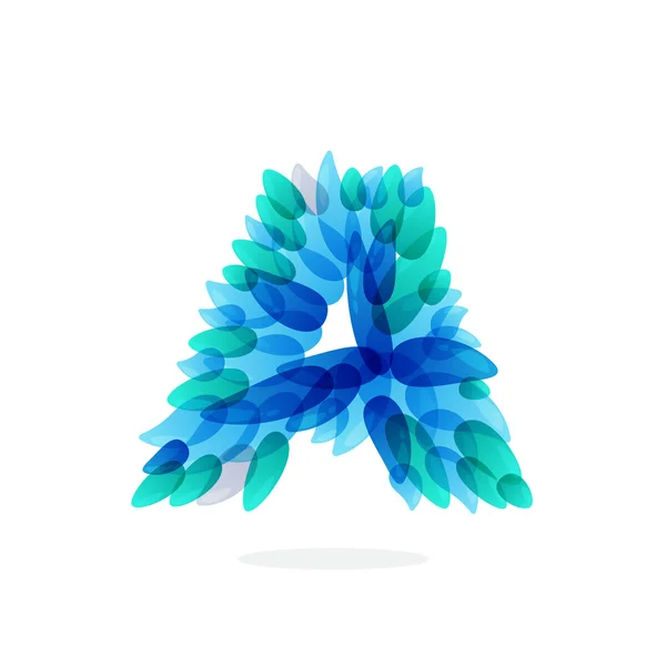 Buchstabe ein Logo aus blauen Wasserspritzern. — Stockvektor