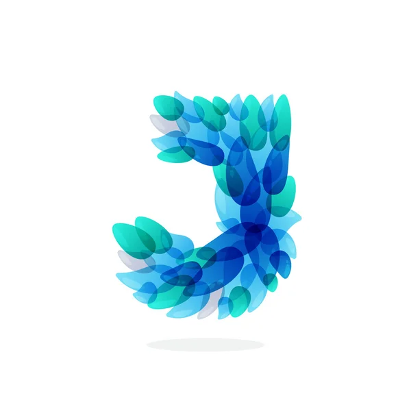 J Buchstabe Logo durch blaue Wasserspritzer gebildet. — Stockvektor