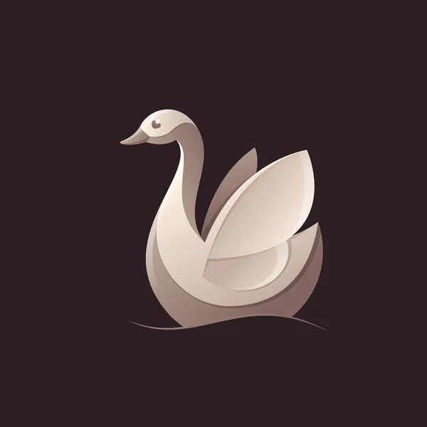 Ganso, cisne, ave logo vector carácter . — Vector de stock