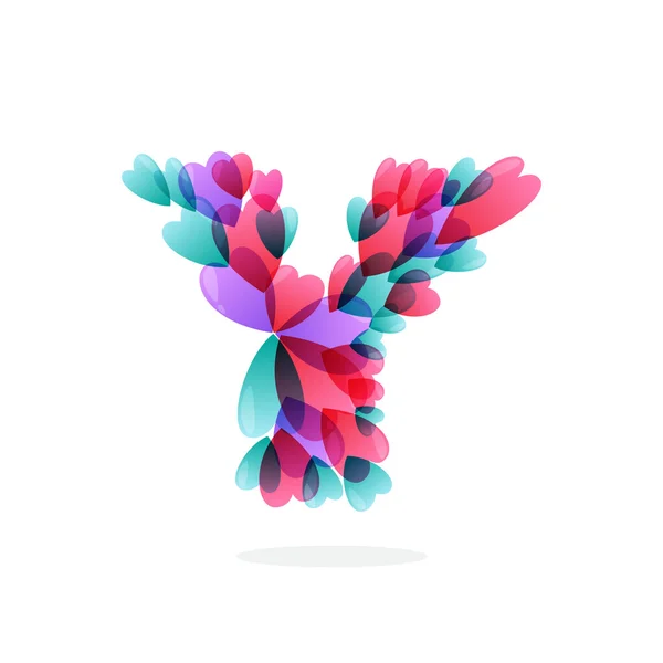 Logo lettre Y formé par les cœurs . — Image vectorielle