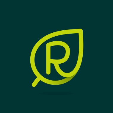 R harfi logo yeşil yaprak.