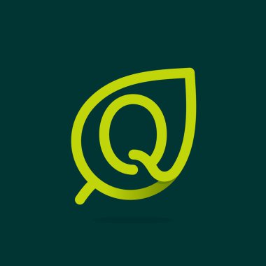 Q yeşil yaprak harfi logo.