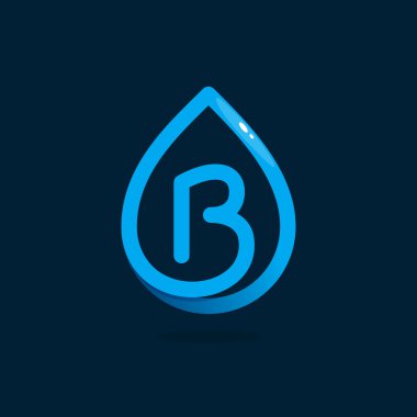 B harfi logo mavi su damlası.
