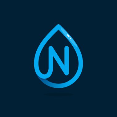 N harfi logo mavi su damlası.