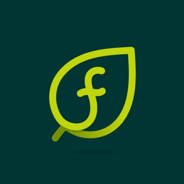 F harf logo yeşil yaprak.