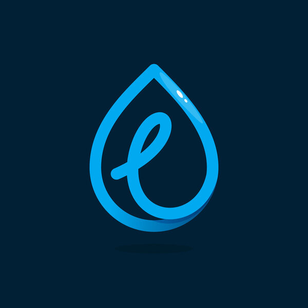 L letter logo in blue water drop.